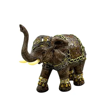 Indiase olifantenfiguur van kunsthars en glas.