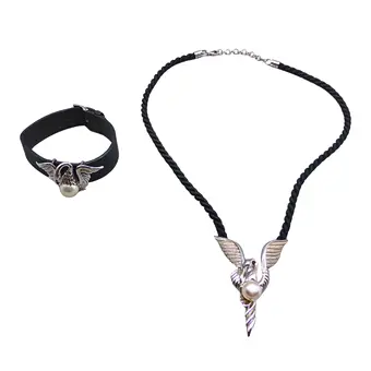 Parure en argent 925 avec collier et bracelet motif cygne.