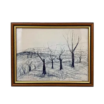 Kirmse. Tekening van een winterlandschapsstudie.