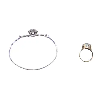 PARURE ANCIENNE EN ARGENT 835 BRACELET ET BAGUE EN ARGENT 925.