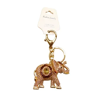 SCHLÜSSELANHÄNGER, ELEFANT MIT SCHMUCKSTEINEN, HERZMUSTER.