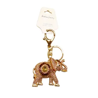 PORTE-CLÉS, ÉLÉPHANT AVEC PIERRES DÉCORATIVES, MOTIF CŒUR.