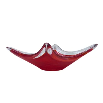 MURANO GLASS BOWL RED CLEAR.