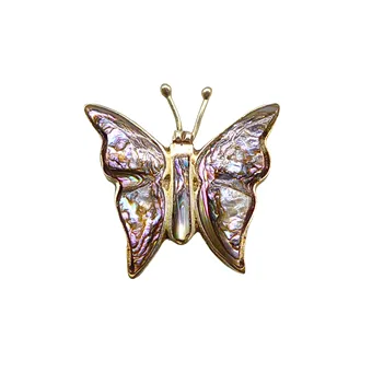 BROCHE PAPILLON MEXICAINE AVEC INCRUSTATIONS DE NACRE PAUA, ALPACA.