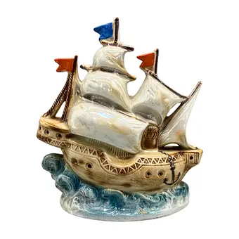 Porcelain ship as incense burner.