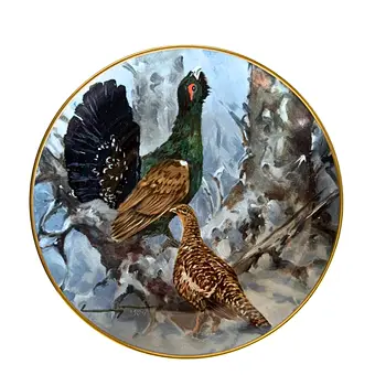 Hannes Liederley. Assiette en porcelaine "Minnelied des großen Hahnes" par AK Kaiser Porzellan - 1984.