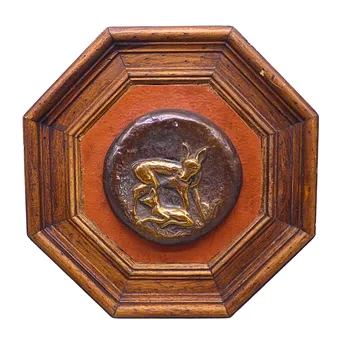 WANDRELIEF VON HORST DALBECK MIT REHMOTIV UND HOLZRAHMEN.
