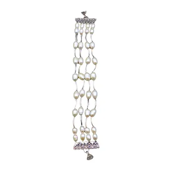 Bracelet de perles multi-rangs en argent 925.