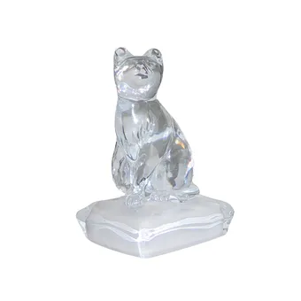 KRISTALLFIGUR EINER KATZE AUF KISSEN, CRISTAL D'ARQUES.