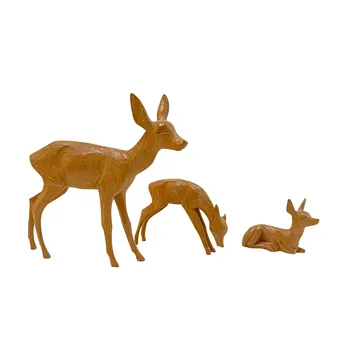 DREI HANDGESCHNITZTE HOLZFIGUREN VON REHEN.