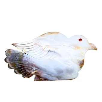 PERLMUTT-VOGELSCHALE MIT STANDFUSS.