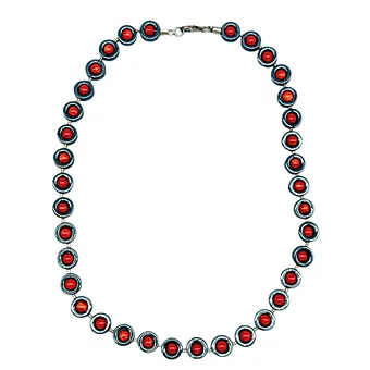 HÄMATIT-KETTE MIT ROTEN PERLEN UND 925ER SILBER KARABINERVERSCHLUSS.