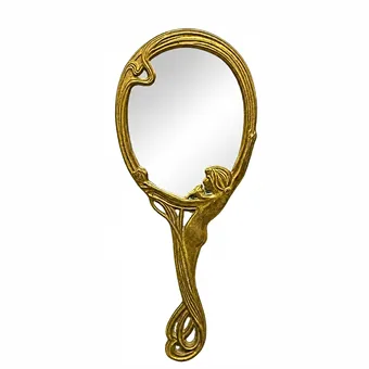 MIROIR À MAIN ART NOUVEAU EN LAITON.
