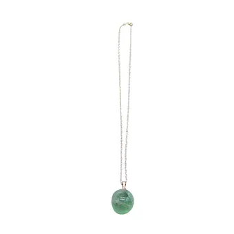 COLLIER EN ARGENT 925 AVEC PENDENTIF AVENTURINE VERTE.
