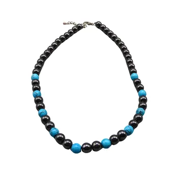 HÄMATIT KETTE MIT TÜRKIS.