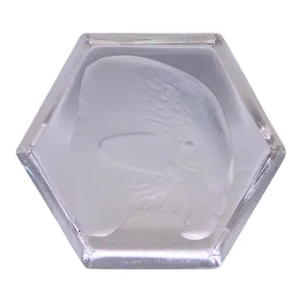 KRISTALL-BRIEFBESCHWERER MIT ADLER-INTAGLIO.