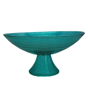 TÜRKISFARBENE OBST/SERVIER-SCHALE AUS GLAS.