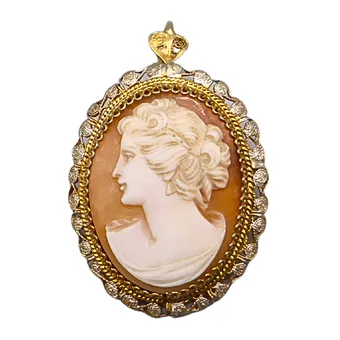 Broche et pendentif camée antique en argent 800.