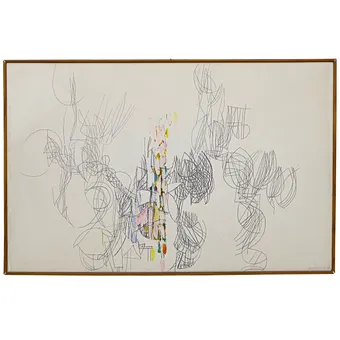Gerhard Hintschich, abstract composition, mixed media on canvas, signed and dated 1967.