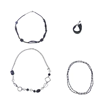 SCHWARZES HALSKETTEN- UND ARMBAND-SET.