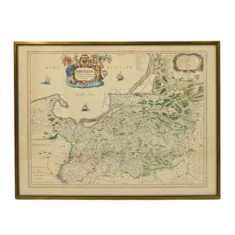 KASPAR HENNEBERGER / WILLEM BLAEU. "PRVSSIA ACCVRATE DESCRIPTA", RĘCZNIE KOLOROWANA MIEDZIORYT, XVII WIEK.