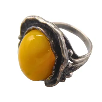 BERNSTEIN - BUTTERSCOTCH RING UND 925ER SILBER.