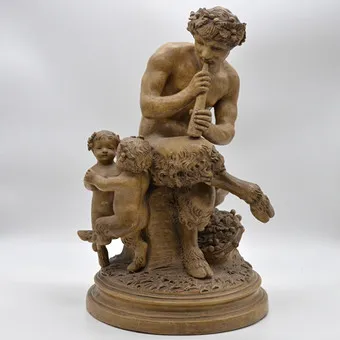 CLAUDE MICHEL CLODION (1738-1814). PAN AND TWO INFANT SATYR, TERRAKOTTA-SKULPTUR, 1770-1800, MIT SIGNIERUNG.