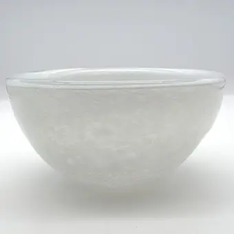 HENRY DEAN GLASS BOWL, MOUTH-BLOWN, HANDMADE CIRCA 1980.