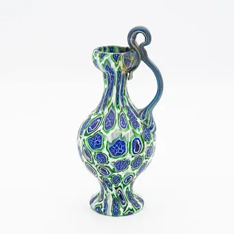 Váza z muránského skla od Fratelli Toso, murrine millefiori, vintage.