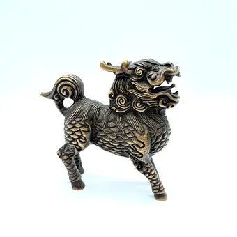 Figurine Qilin / Kirin / Kylin en bronze, chien dragon, Chine.