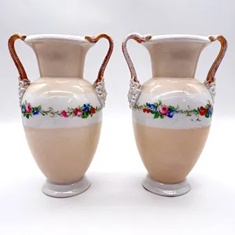 2 X BING & GRØNDAHL DENMARK HANDLED VASES CA. 1853–1895.