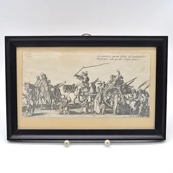 Jacques Callot (1592–1635). Antieke ets uit de serie "De Bohemiens", Frankrijk, begin 17e eeuw.