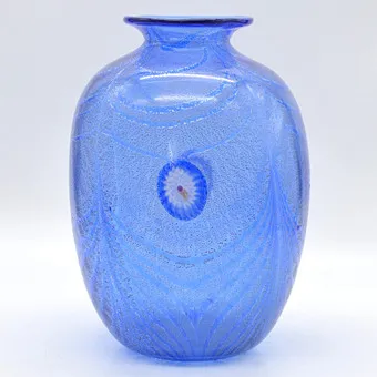 Sergio Tiozzo. Murano designer vase, studio glass, gold and silver foil, mixed technique, signed, 1990.