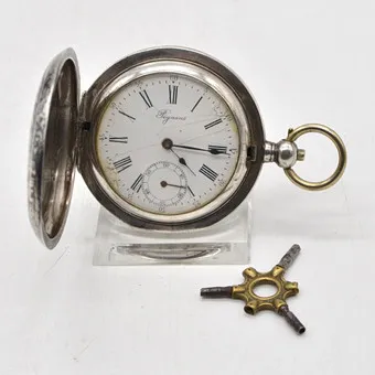 Le Fils de R. Picard, La Chaux-de-Fonds. Pégasus, montre de poche antique, chronomètre, 15 rubis, remontoir à clé, boîtier argent 825, vers 1890~1900.