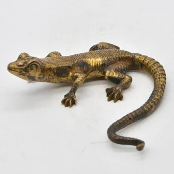 Lézard, sculpture, bronze, milieu du 20e siècle.