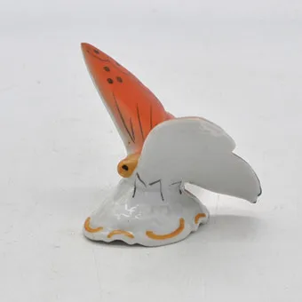 Spechtsbrunn porcelain factory, butterfly, sculpture, porcelain, polychrome, Germany, circa 1950.