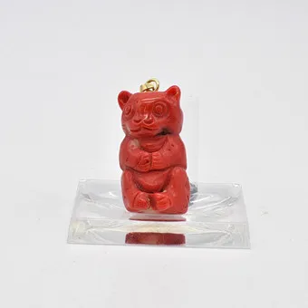 HAND-CARVED CORAL PENDANT, 18KT GOLD LOOP, ANTIQUE, APPROX. 45MM.