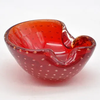 BAROVIER & TOSO. MURANO ДИЗАЙНЕРСКАЯ ЧАША, STUDIOGLAS, SOMMERSO, BULLICANTE, ИТАЛИЯ, ОК. 1950.