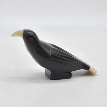 OISEAU, SCULPTURE, BOIS ET OS, SCULPTÉ À LA MAIN, MILIEU DU 20E SIÈCLE.