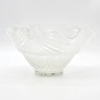 JOSKA, BOWL, GLASS, WHITE AND TRANSPARENT, 20TH CENTURY.