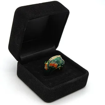 DESIGNER RING STERLING SILBER VEGOLDET MIT EMAIL BESETZT MIT MEHREREN FARBSTEINEN.