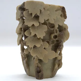 Chinese relief, openwork carved, floral motif, soapstone, circa 1960.