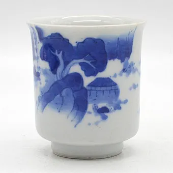 CHINESE CUP, LANDSCAPE PATTERN, PORCELAIN, BLUE ON WHITE, CHINA, 20TH CENTURY.