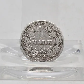 GERMAN EMPIRE, 1 MARK COIN, LARGE EAGLE, FROM 1876 - A, ANTIQUE CIRCULATION COIN IN SILVER.