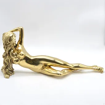 ROBBI JONES (1961). VICTORIA, FEMALE NUDE, SCULPTURE, BRASS (POLISHED), YELLOW-GOLD PATINA, CIRCA 2000, SIGNED.