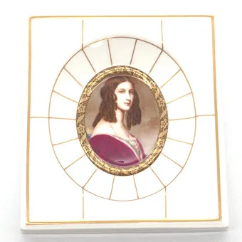 HEINRICH PORCELAIN VILLEROY & BOCH. PORCELAIN PORTRAIT OF FRIEDERIKE FREIIN VON GUMPPENBERG, GOLD RIM, LIMITED EDITION FROM 1983.