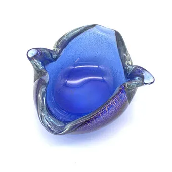 ARCHIMEDE SEGUSO. COUPE EN VERRE DE MURANO VINTAGE MIDCENTURY VERS 1950 AVEC INCLUSION DE FEUILLE D'OR.