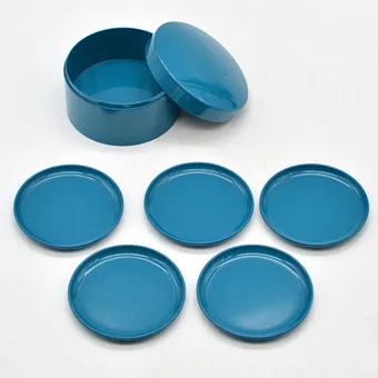 LAURIDS LØNBORG. After. Coaster set, plastic, Space Age style, 5 pieces, circa 1970s.