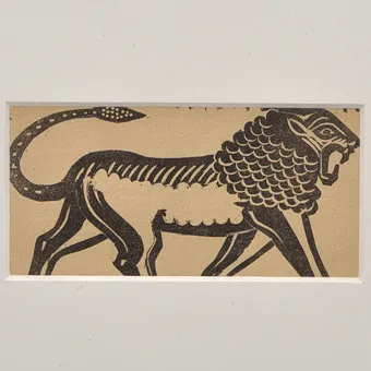 Jean Alexis Morin (1877 - 1940). "Jean-Morin", oryginalny drzeworyt, lew, 1934, w passe-partout.