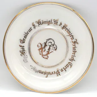 Porcelánová miska s nápisem: Hof Traiteur des königlichen Prinzen Friedrich Carl v. Preußen